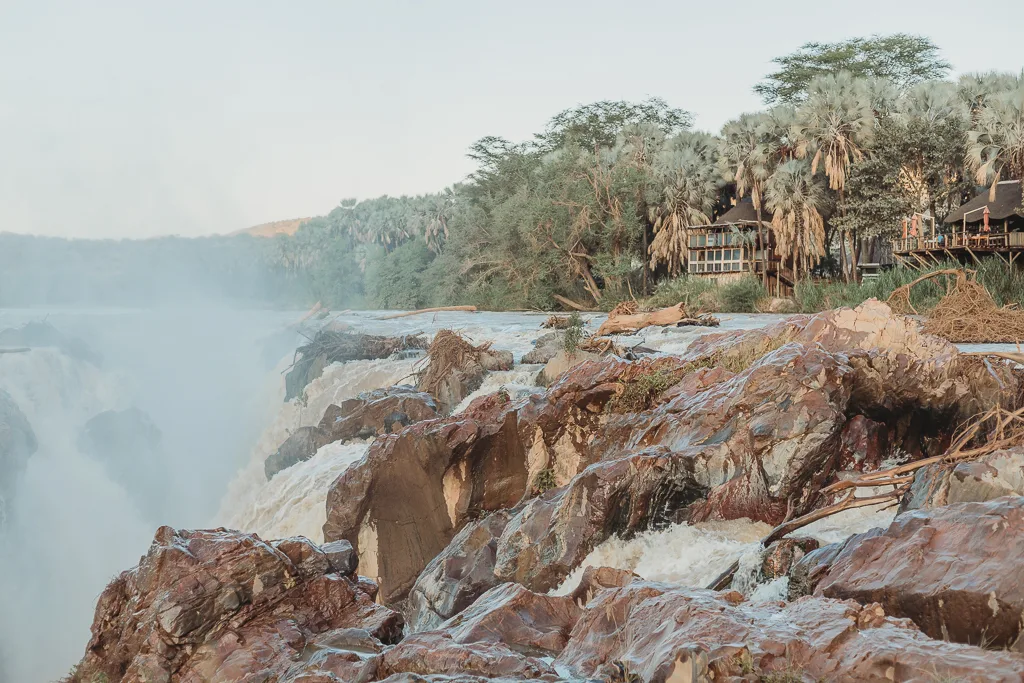 View of Epupa Falls Lodge from the Kunene River