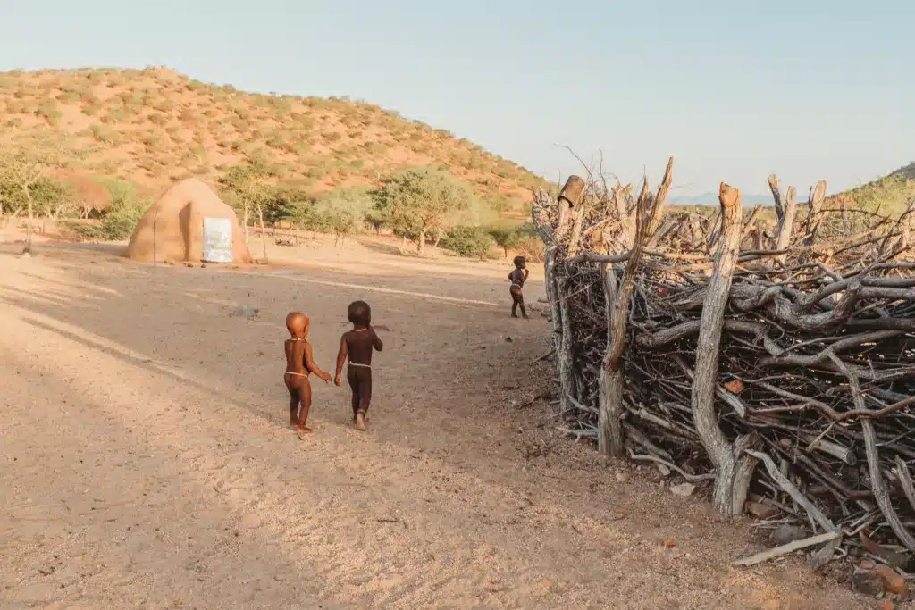 Children walking in Himba kraal